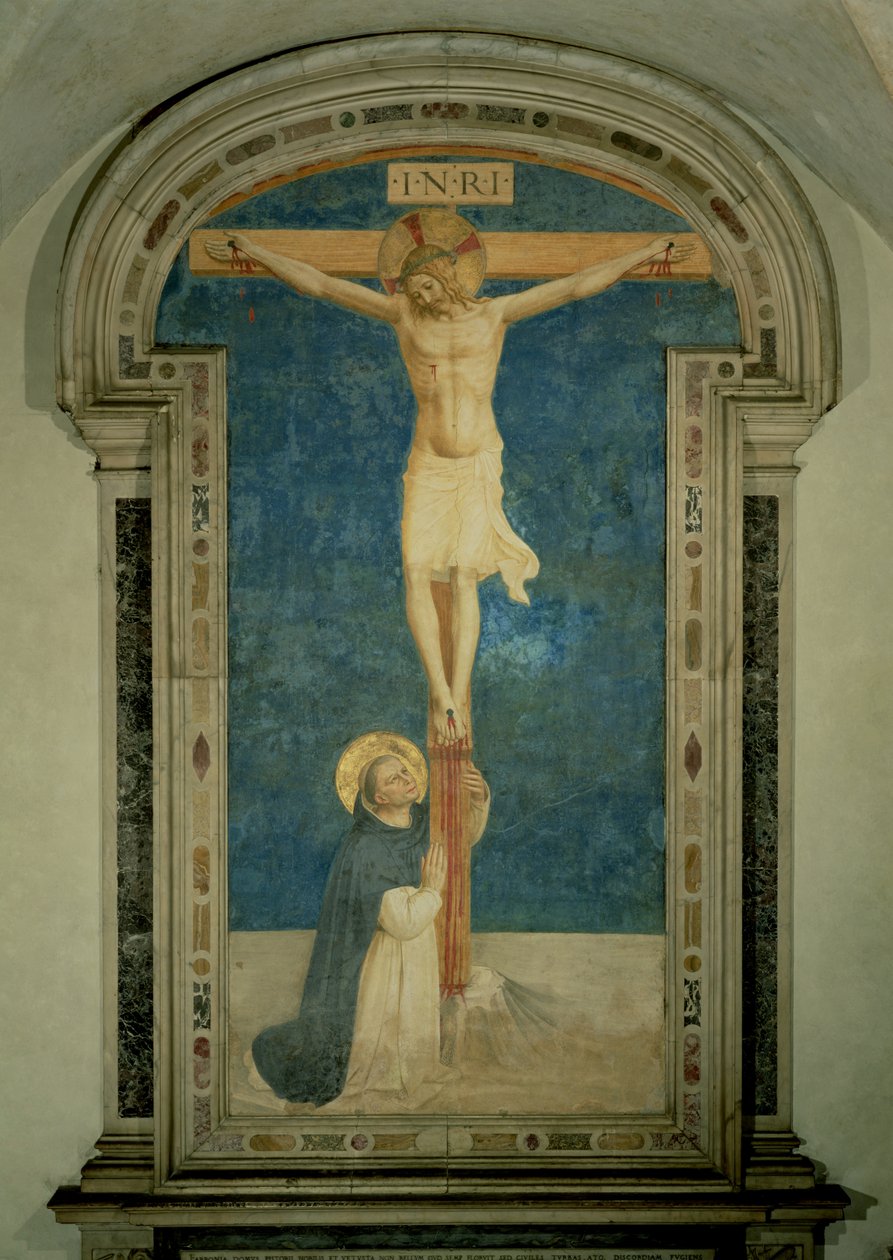 Kristus på korset Tillbedd av St Dominic av Fra Angelico