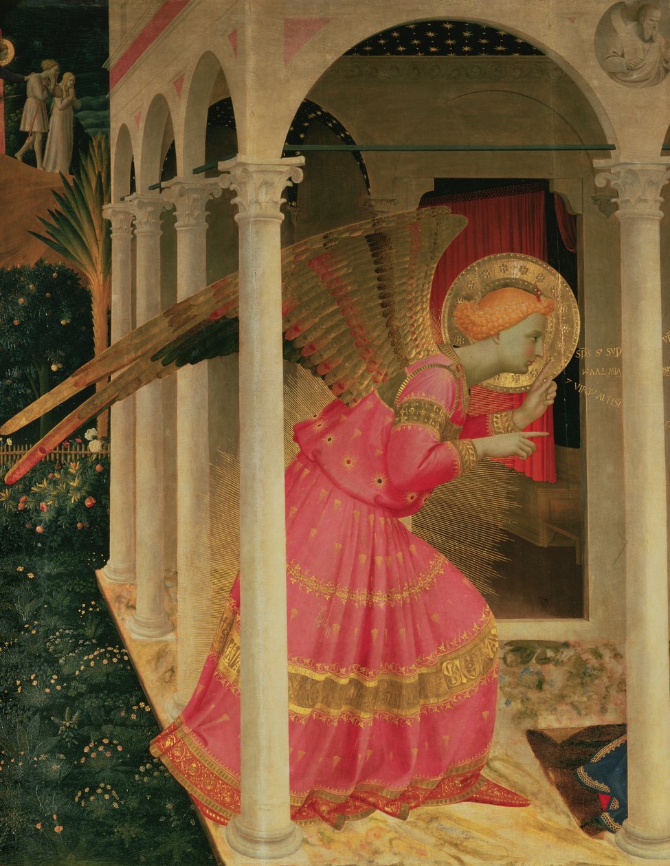 Detalj från The Annunciation som visar ängeln Gabriel av Fra Angelico