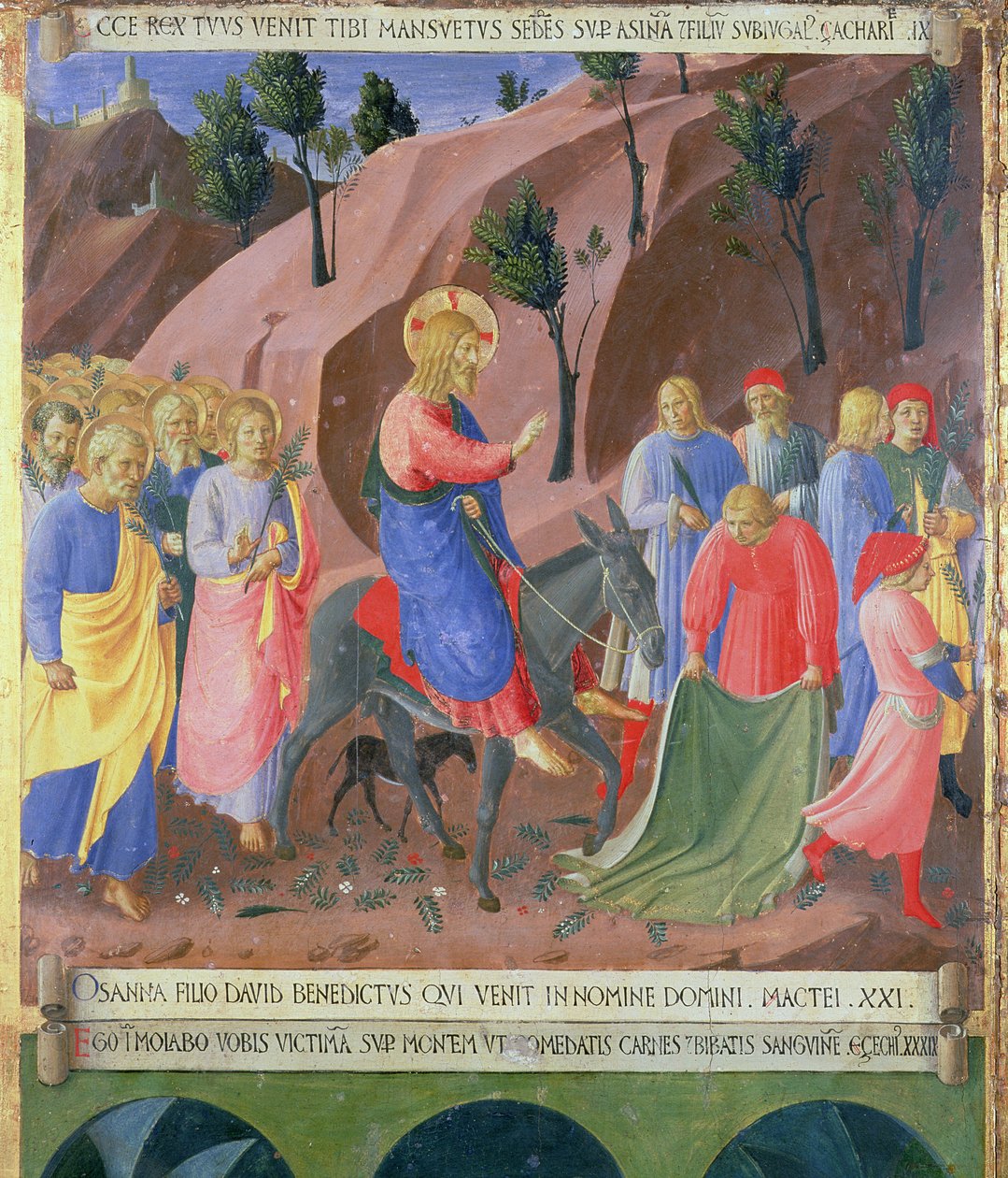 Kristi intåg i Jerusalem, detalj från panel tre av Silver Treasury of Santissima Annunziata, c.1450-53 (tempera på panel) av Fra Angelico