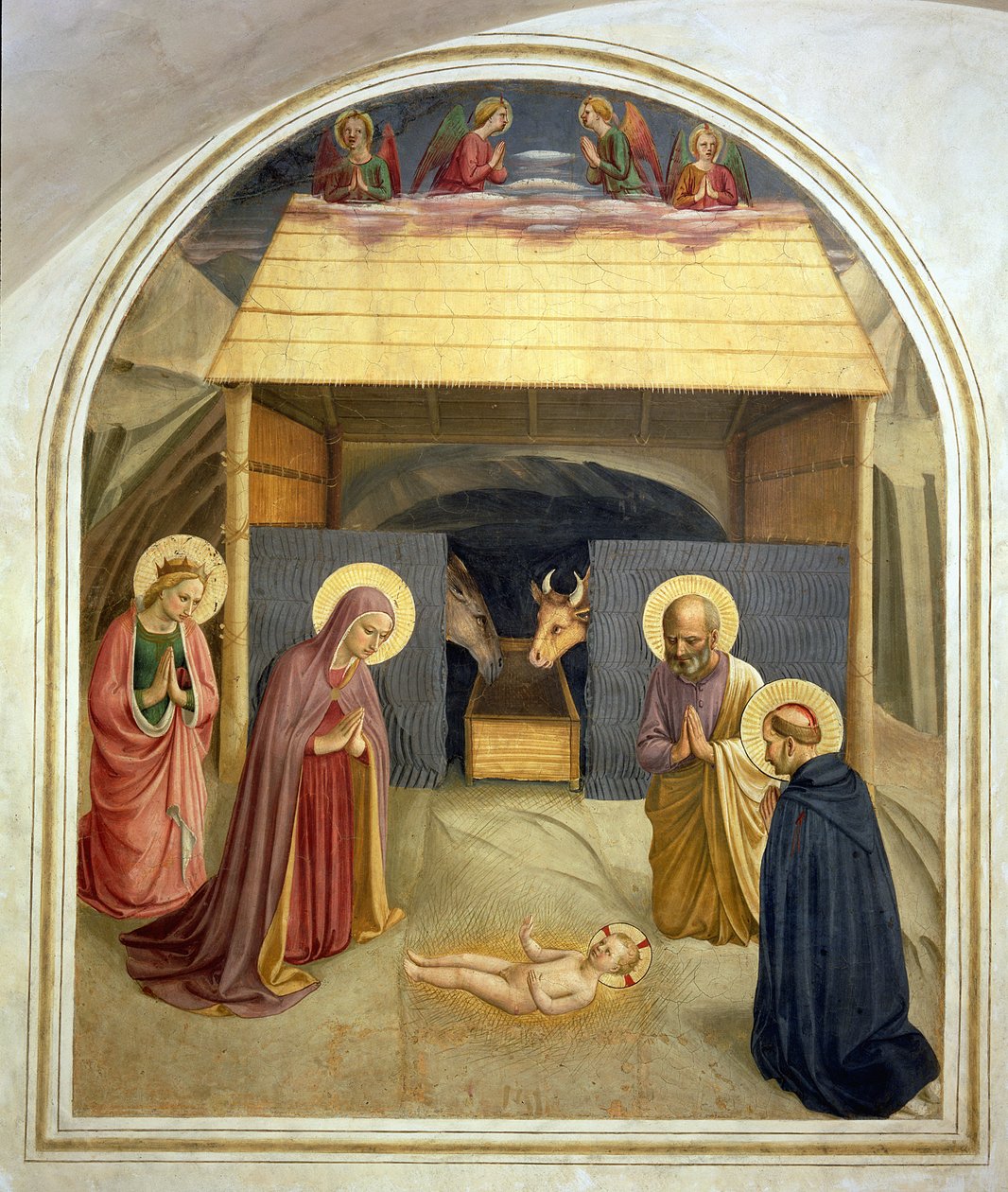 Födelse, med St. Katarina av Alexandria och St. Peter Martyren, 1442 av Fra Angelico