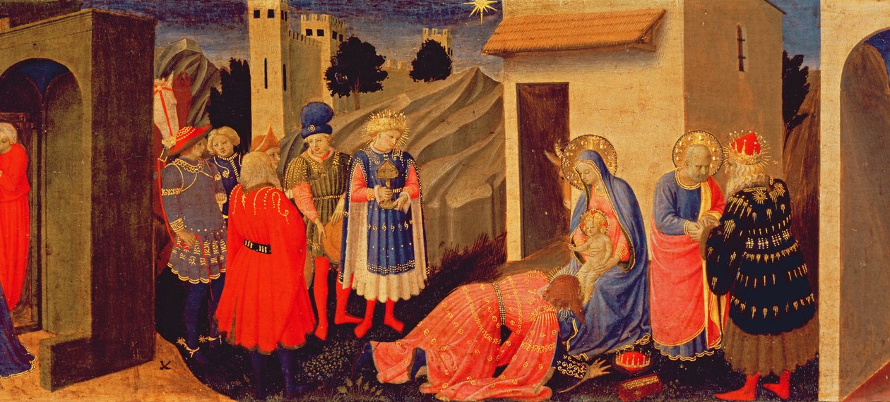 Predella panel till tillkännagivandet som visar tillbedjan av magi av Fra Angelico
