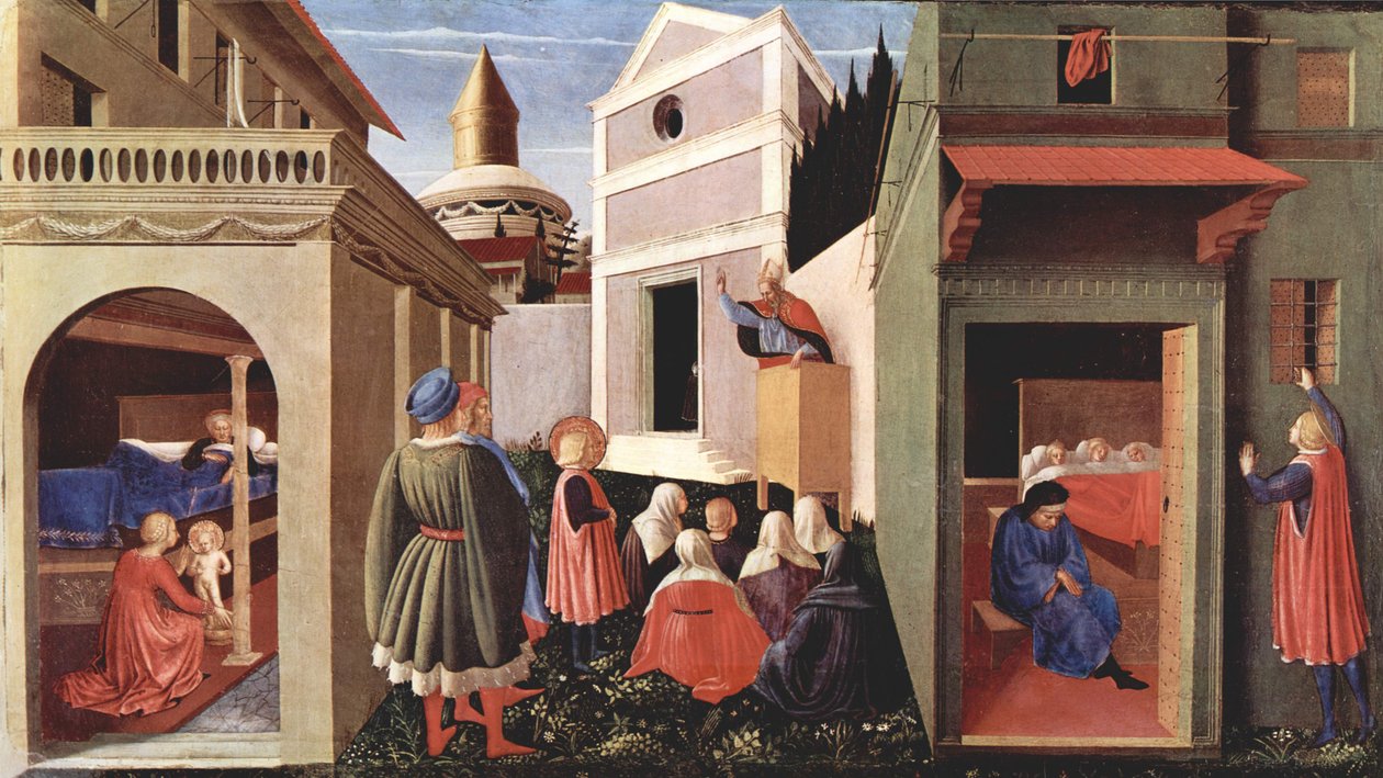Predellapanel i triptiken av San Domenico i Perugia om Sankt Nikolaus av Baris liv, scen av Fra Angelico