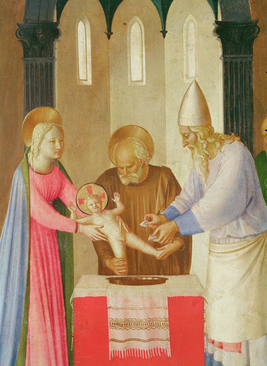 Scener från Kristi liv, 1:a panelen, omskärelsen (detalj), c.1451-53 (tempera på trä) av Fra Angelico