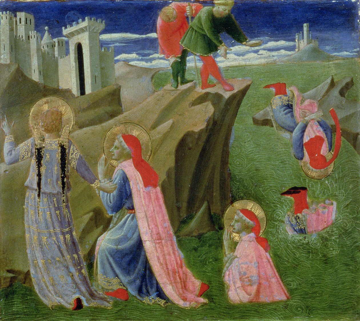 Sankt Cosmas och Sankt Damian räddade från att drunkna, från predella i Annalena altartavlan, ca 1434 (tempera på panel) av Fra Angelico