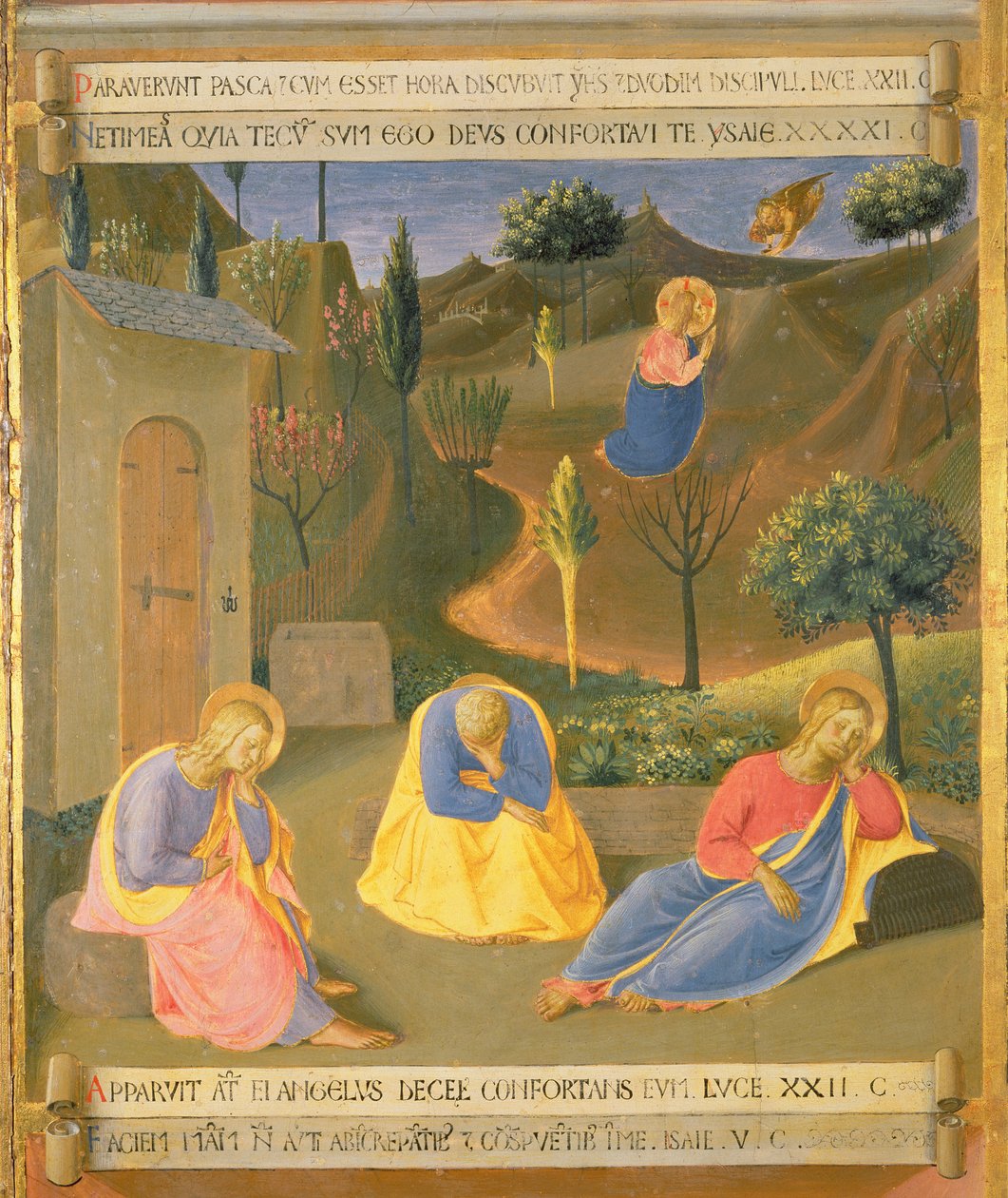 The Agony in the Garden, detalj från panel tre av Silver Treasury of Santissima Annunziata, c.1450-53 (tempera på panel) av Fra Angelico