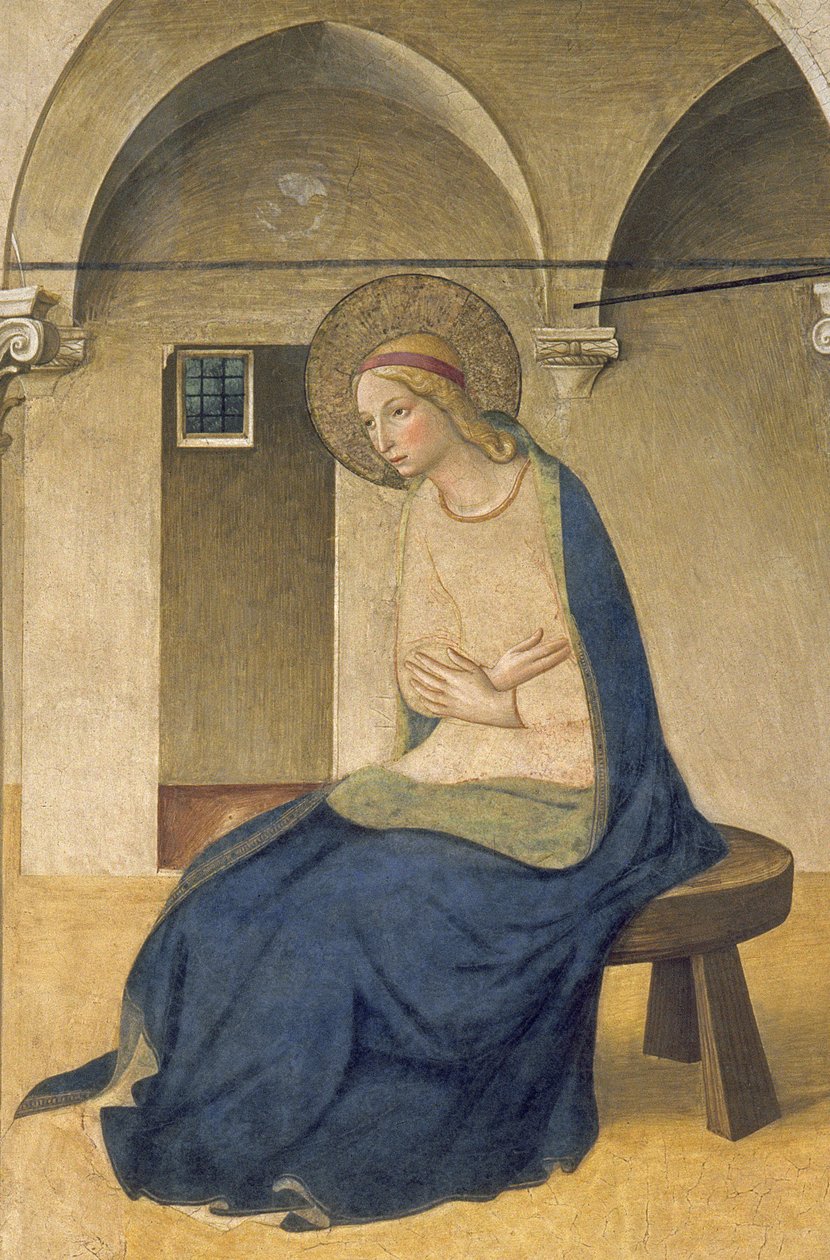The Annunciation, c.1438-45 freskdetalj från 29030 av Fra Angelico