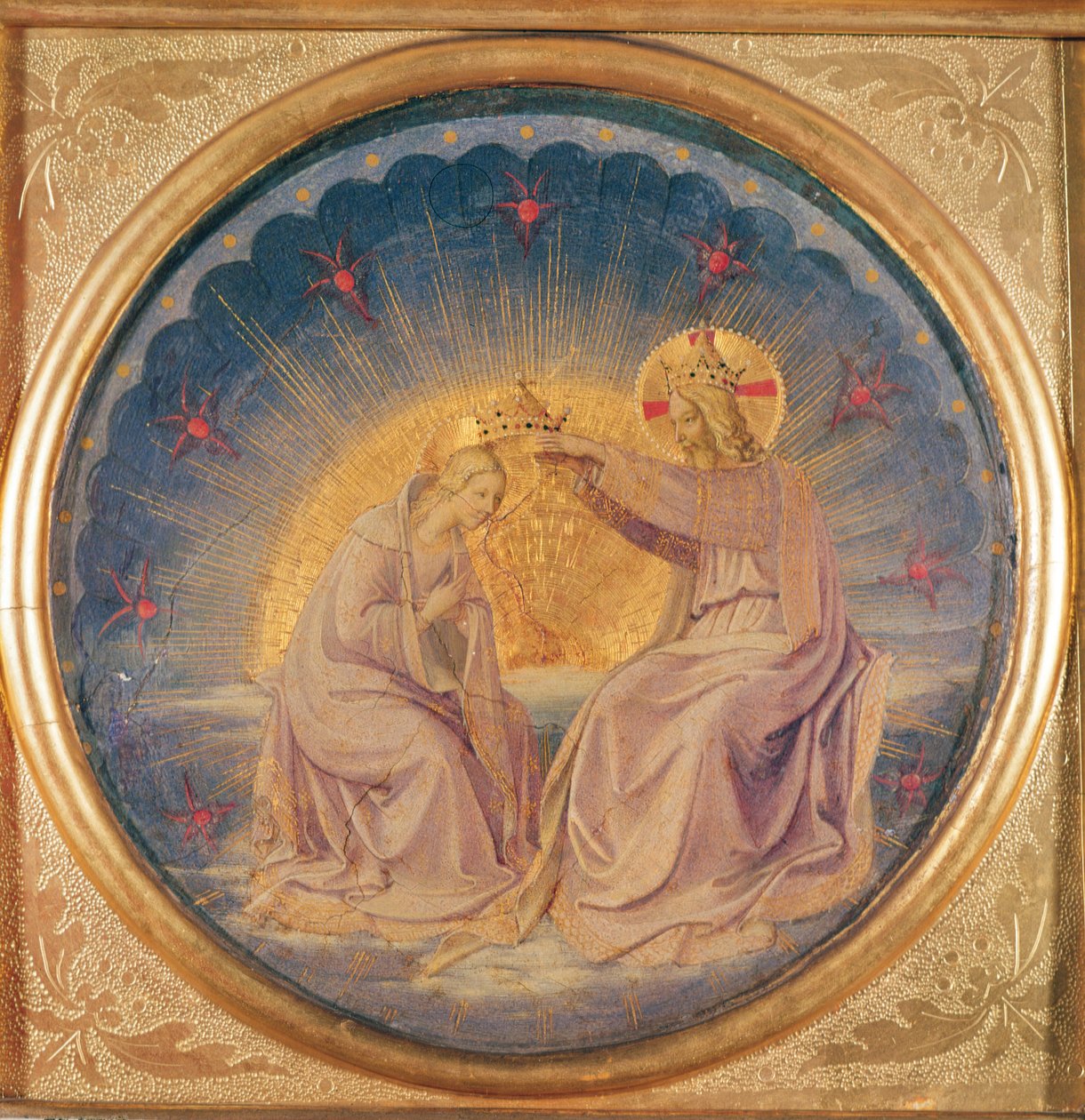 The Coronation of the Virgin (tondo), c.1395 (olja på trä) av Fra Angelico