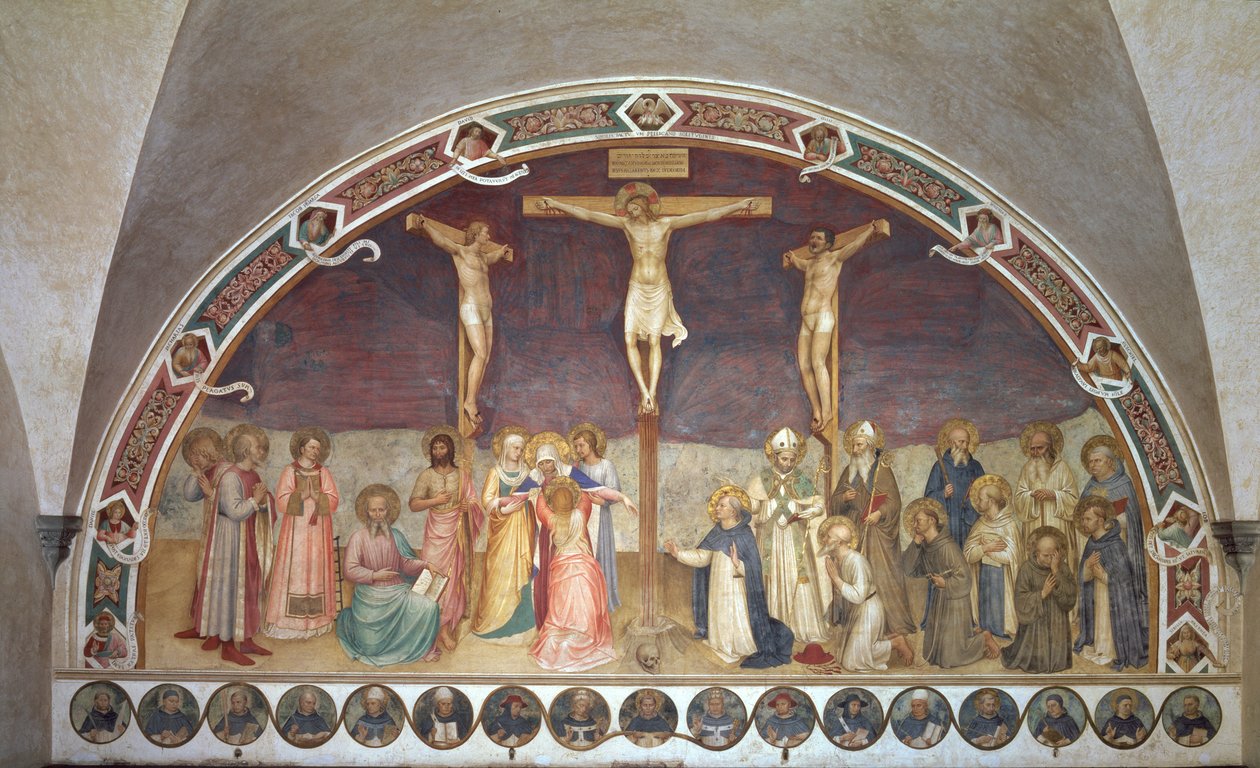 Korsfästelsen, med SS. Cosmas, Damian, Francis och Bernard, 1442 av Fra Angelico