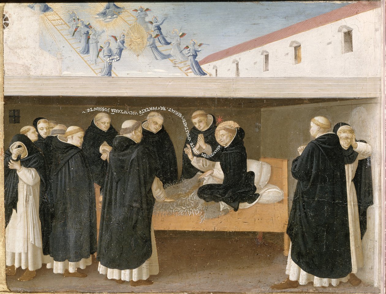 The Death of St. Dominic, från predellapanelen av Jungfruns kröning, c.1430-32 (tempera på panel) av Fra Angelico