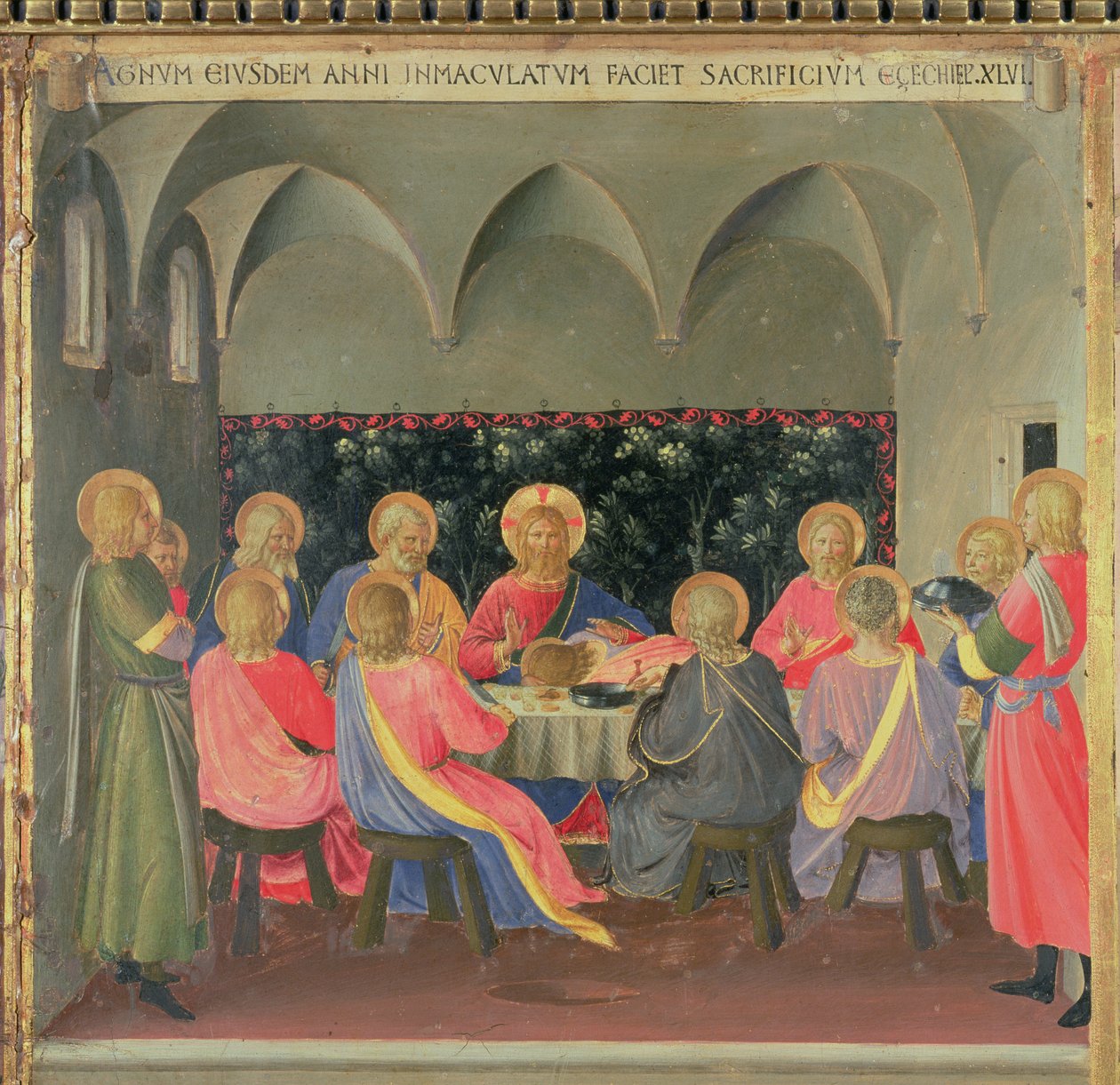 Den sista nattvarden, detalj från den tredje panelen i Santissima Annunziatas silverskattkammare, ca 1450-53 (tempera på panel) av Fra Angelico