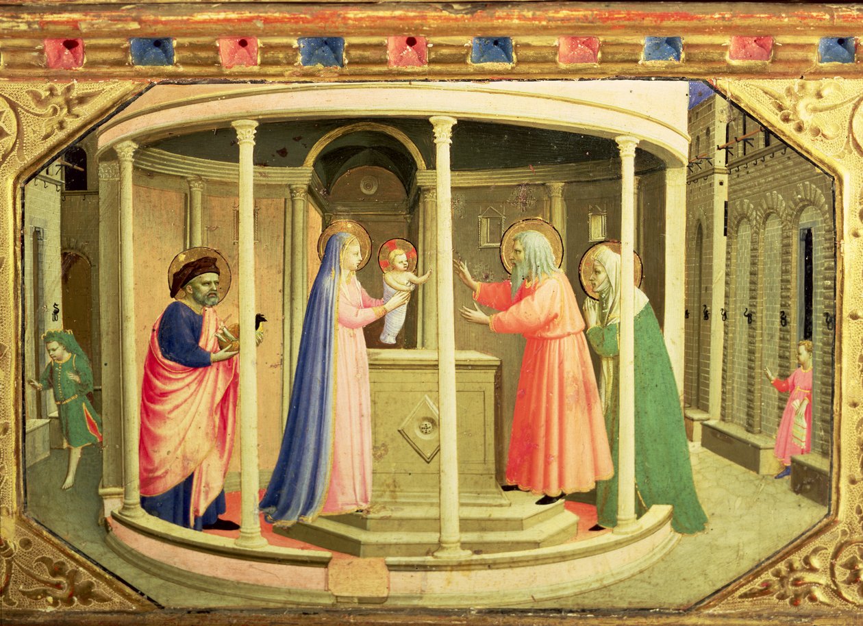 Presentationen i templet, från predellan av bebådelsealtartavlan (tempera och guld på duk) av Fra Angelico