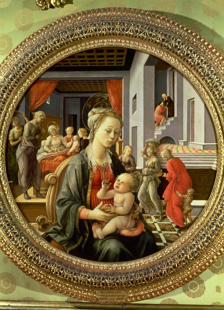Madonna och barn med scener ur Jungfruns liv, 1452 (tempera på panel) av Fra Filippo Lippi