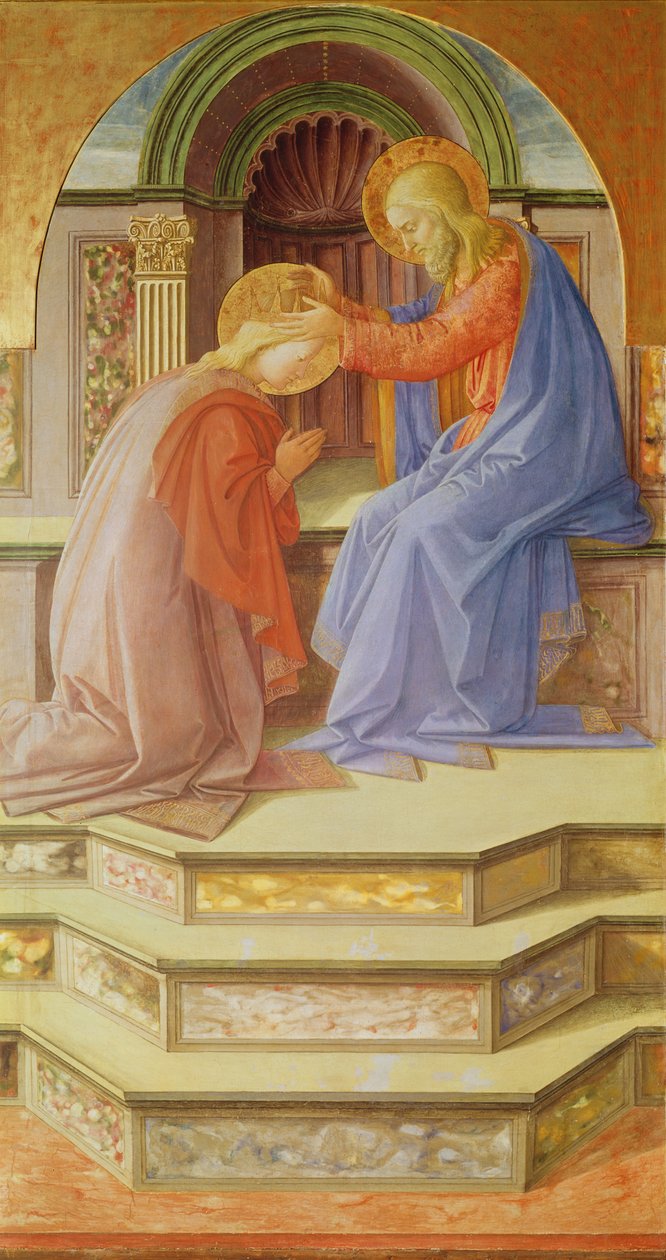 Triptyk föreställande Jungfruns kröning, centralpanel: Jungfruns kröning, 1441 (tempera på trä) av Fra Filippo Lippi