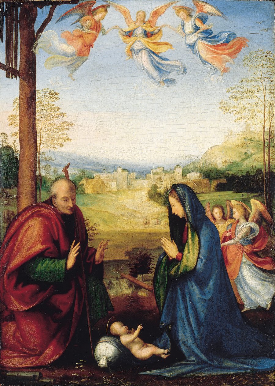 Nativity (mafuta kwenye paneli)swed av Fra Bartolomeo