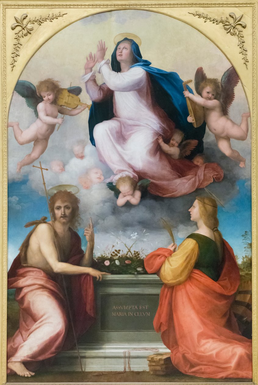 Himmelsfärd med Johannes Döparen och Sankta Katarina av Alexandria av Fra (1472 1517) Bartolomeo