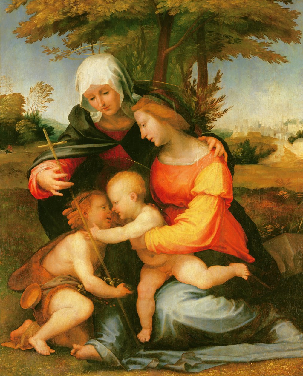Madonna och barn: St.Elizabeth och spädbarnet St.John Döparen av Fra Bartolomeo