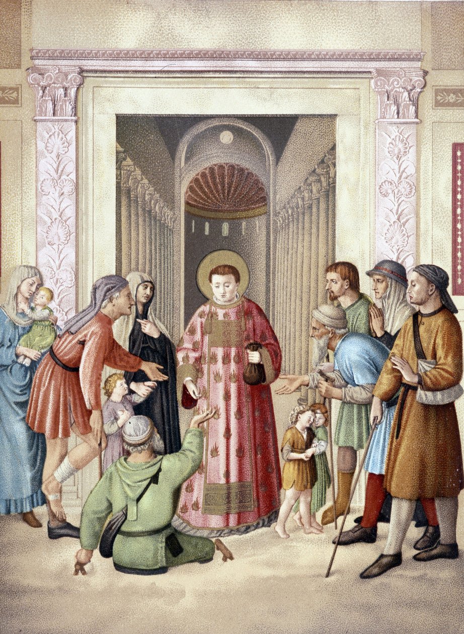 Saint Laurent gör alumone, efter Fra Angelico (Vatikanen), Frankrike 19:e. av Fra (after) Angelico
