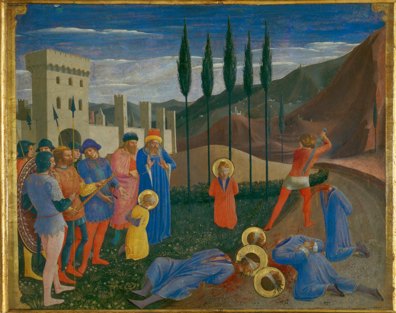 Le martyre de saints Cosme et Damien - De heliga Cosmas och Damianus martyrium ... av Fra (c.1387-1455) Angelico