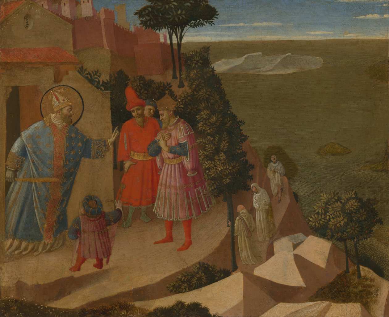 Sankt Romuald vägrar kejsar Otto III inträde i kyrkan av Fra (c.1387 1455) Angelico
