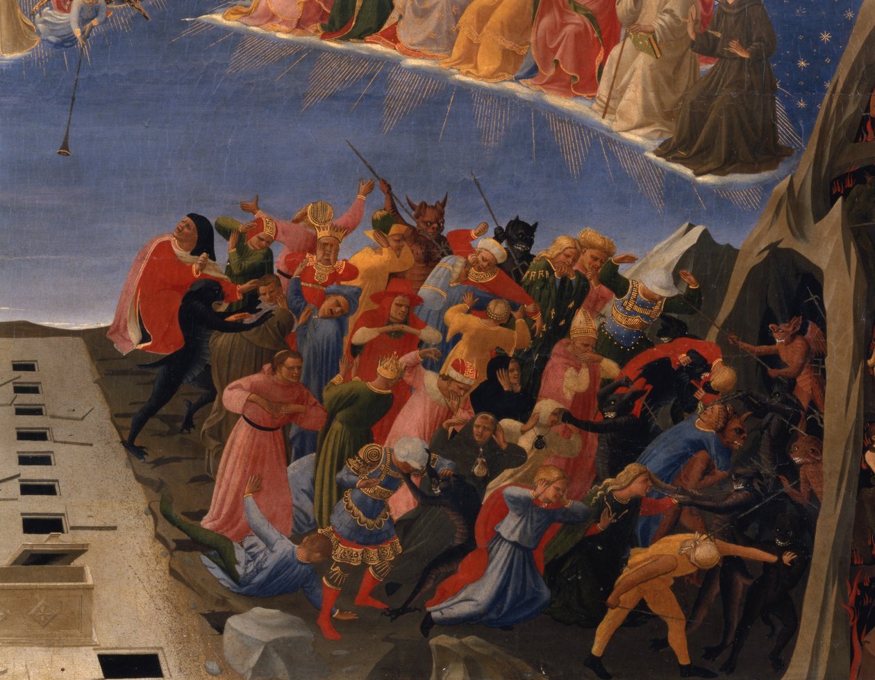 The Last Judgement, detalj av de fördömda, c.1431 (tempera på panel) (detalj av 49992) av Fra (c.1387 1455) Angelico