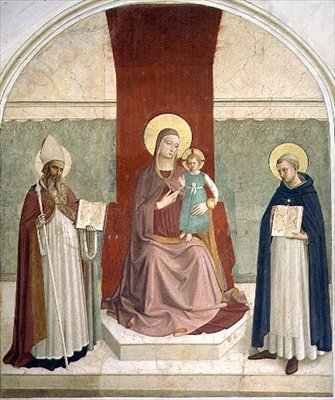 Jungfrun och barnet tronade med SS. Zenobius och Thomas (fresk) av Fra (c.1387 1455) Angelico