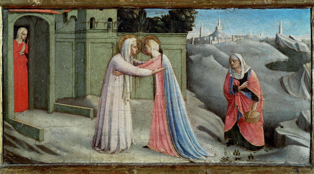 Visitationen, Sankta Maria besöker Sankta Elisabeth ... av Fra (c.1387-1455) Angelico