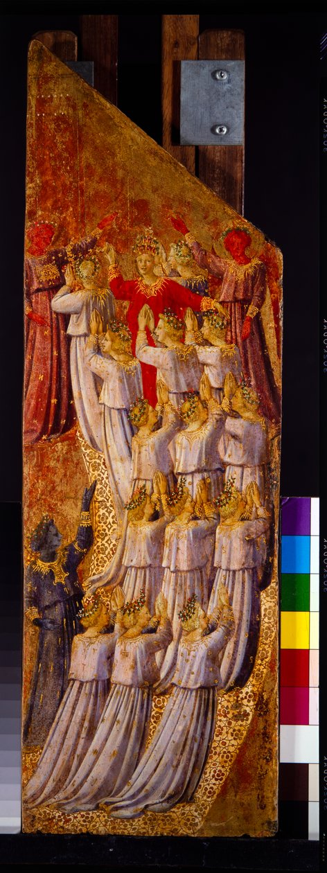 Två paneler från den sista domen som visar uppstigningen till himlen och nedstigningen till helvetet (panel) av Fra (c.1387 1455) Angelico