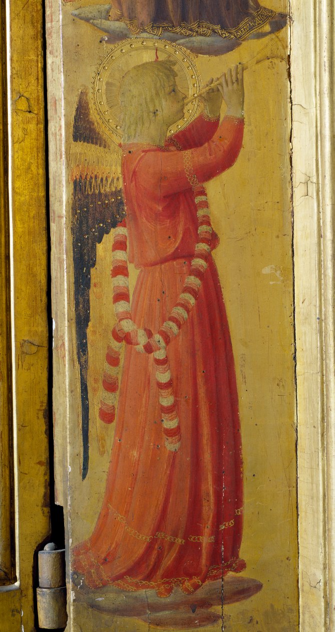 Ängel som spelar en trumpet, detalj från Linaiuoli-triptyken av Fra  Angelico