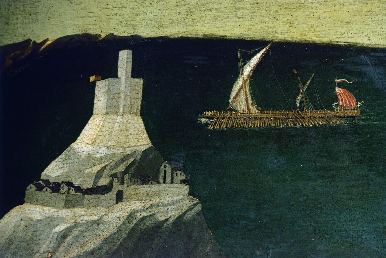 Båt, detalj från Thebaid, ca 1418-1420 (tempera på panel) av Fra (c.1387 1455) Angelico