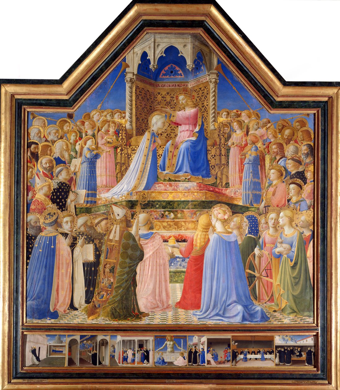 Jungfruns kröning, c.1430-32 (tempera på panel) - "" Jungfruns kröning"" Målning av Guido di Pietro (eller Fra Giovanni da Fiesole) kallad Fra Angelico ou il Blessed (1387-1455) 1400-talet Sol. 2,09x2,06 m Paris, Louvren. av Fra  Angelico