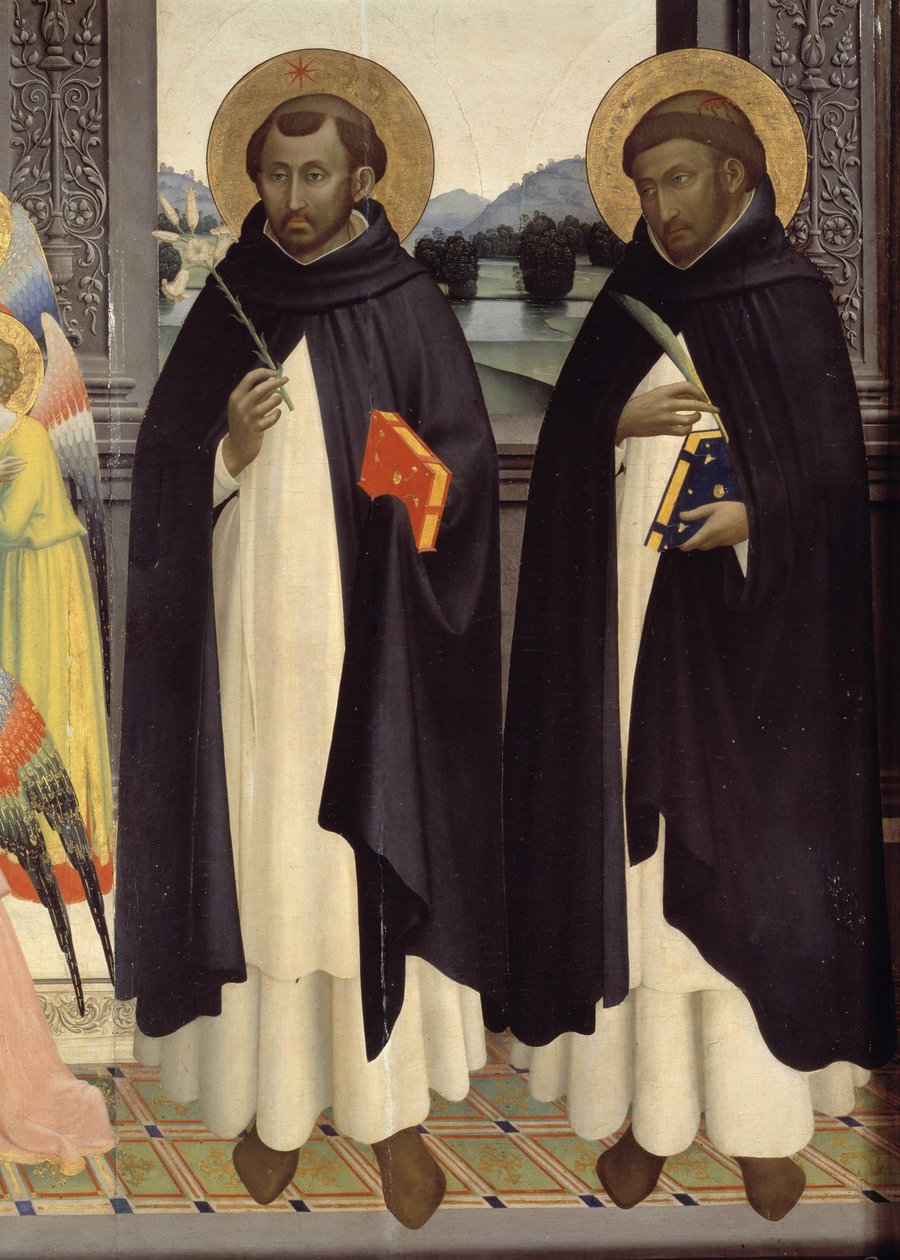 Detalj av Saint Dominica och Saint Peter Martyr. S:t Dominikus polyptyk. 1428-1430 (tempera på trä) av Fra  Angelico