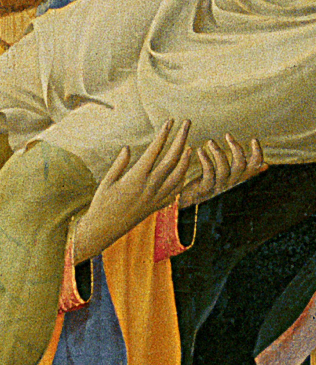 Detalj av Santa Trinita altartavla, ram och tinnar av Lorenzo Monaco (Piero di Giovanni) (c.1370-1425) färdig c.1434 (tempera & guld på panel) av Fra  Angelico