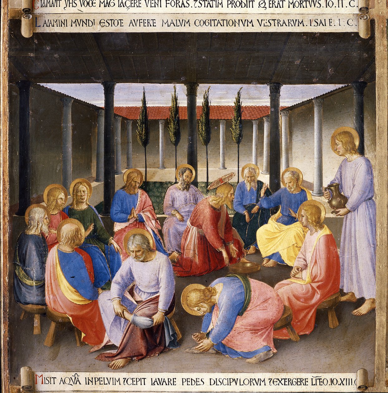 Fottvätt. Life of Christ, Garderob av silver. (Tempera på trä av Fra  Angelico