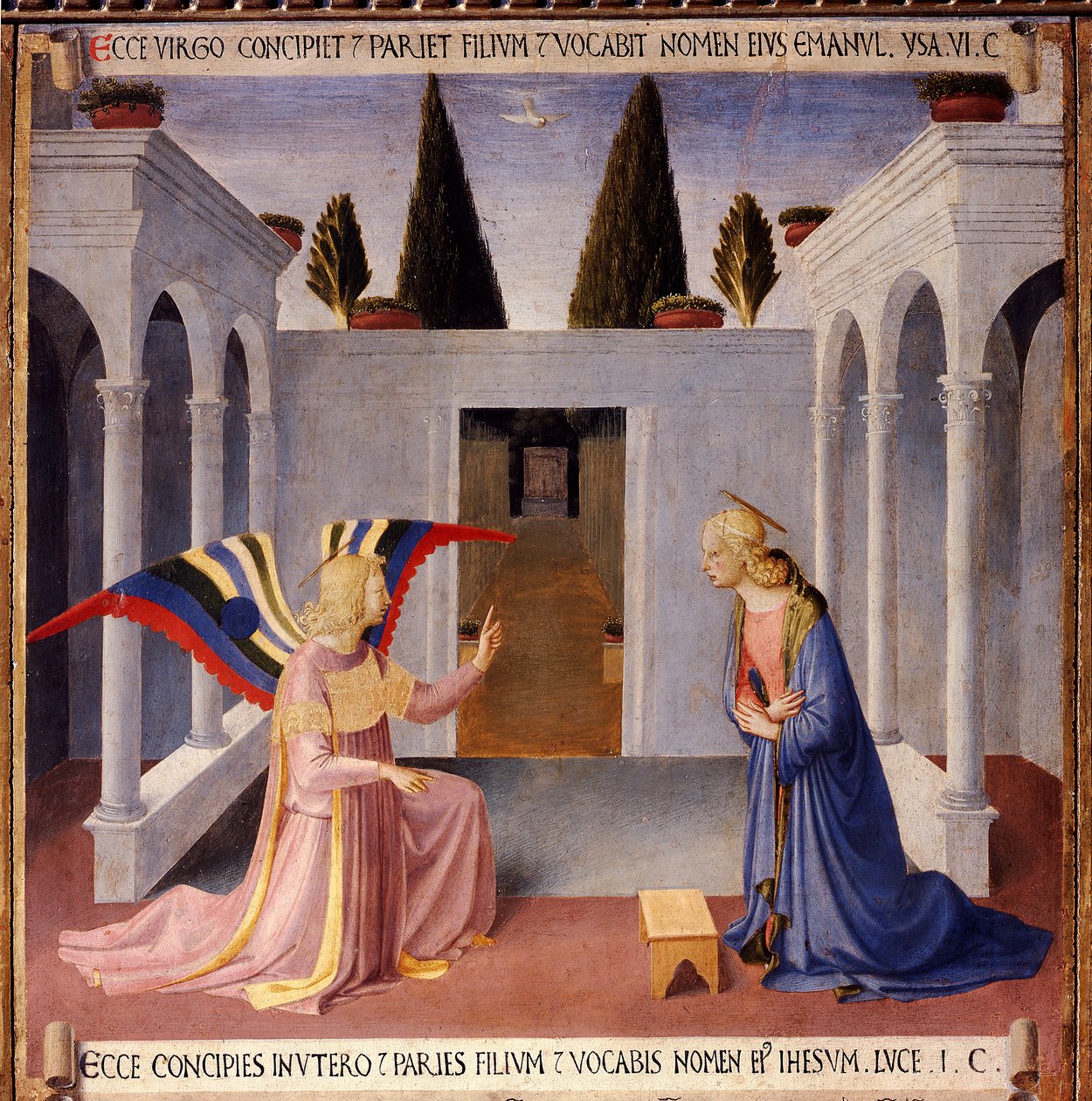 Historien om Kristi liv: bebådelsen med den helige Andes duva (Helig Ande) av Fra  Angelico