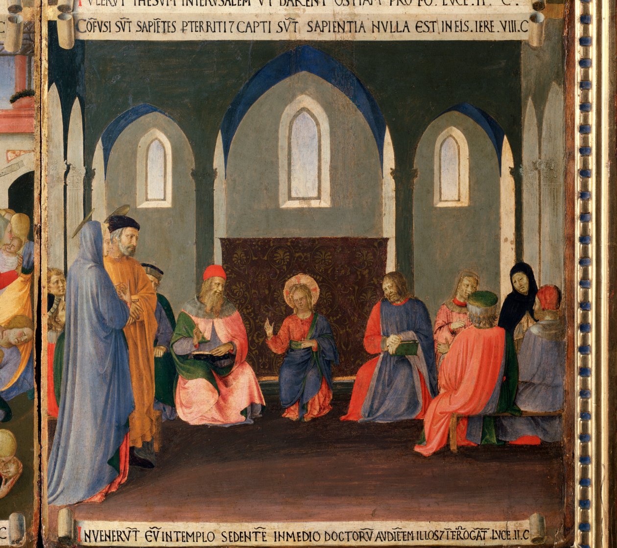 Jesus bland läkarna. Life of Christ, Garderob av silver. (Tempera på trä av Fra  Angelico