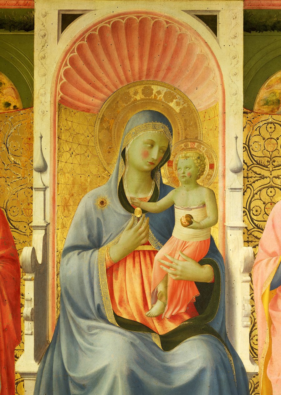 Madonna och barn, detalj från Annalena altartavla av Giovanni da Fiesole känd som Fra Angelico (1400-cirka 1455), tempera på trä av Fra (c.1387 1455) Angelico
