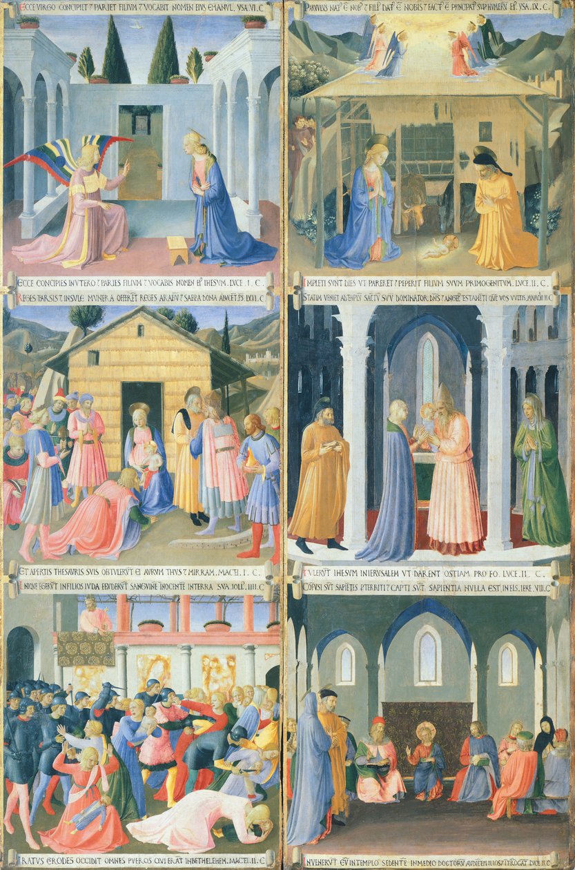 Scener från Jesu barndom, detalj av panel från Armadio degli Argenti (Silverkista) med Jesu liv av Fra (c.1387 1455) Angelico