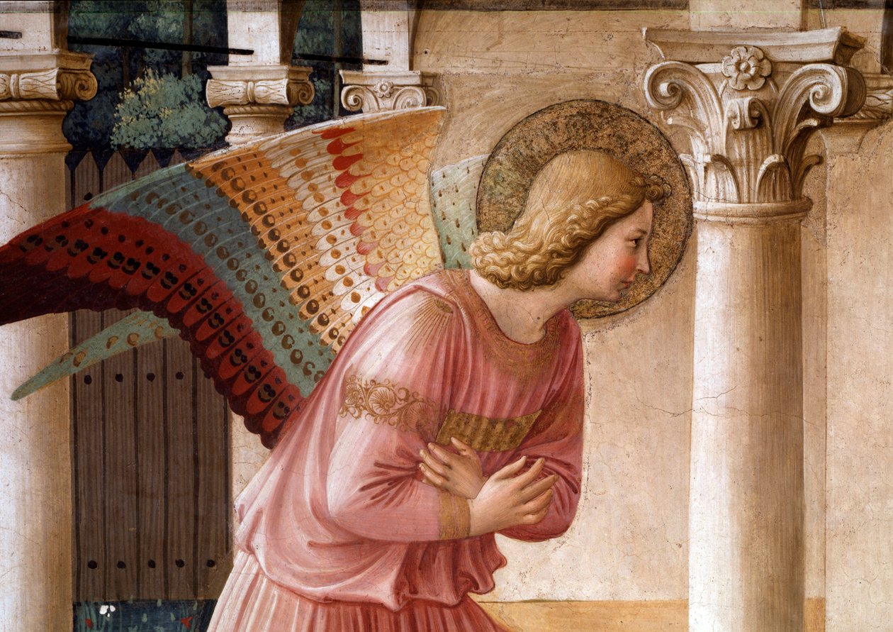 Bebådelsen, detalj av ärkeängeln Gabriel (fresk av Fra  Angelico