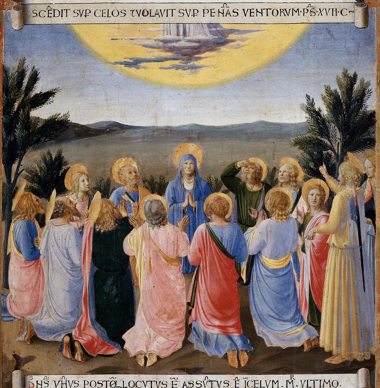 Himmelsfärden. Life of Christ, Garderob av silver. (Tempera på trä av Fra  Angelico