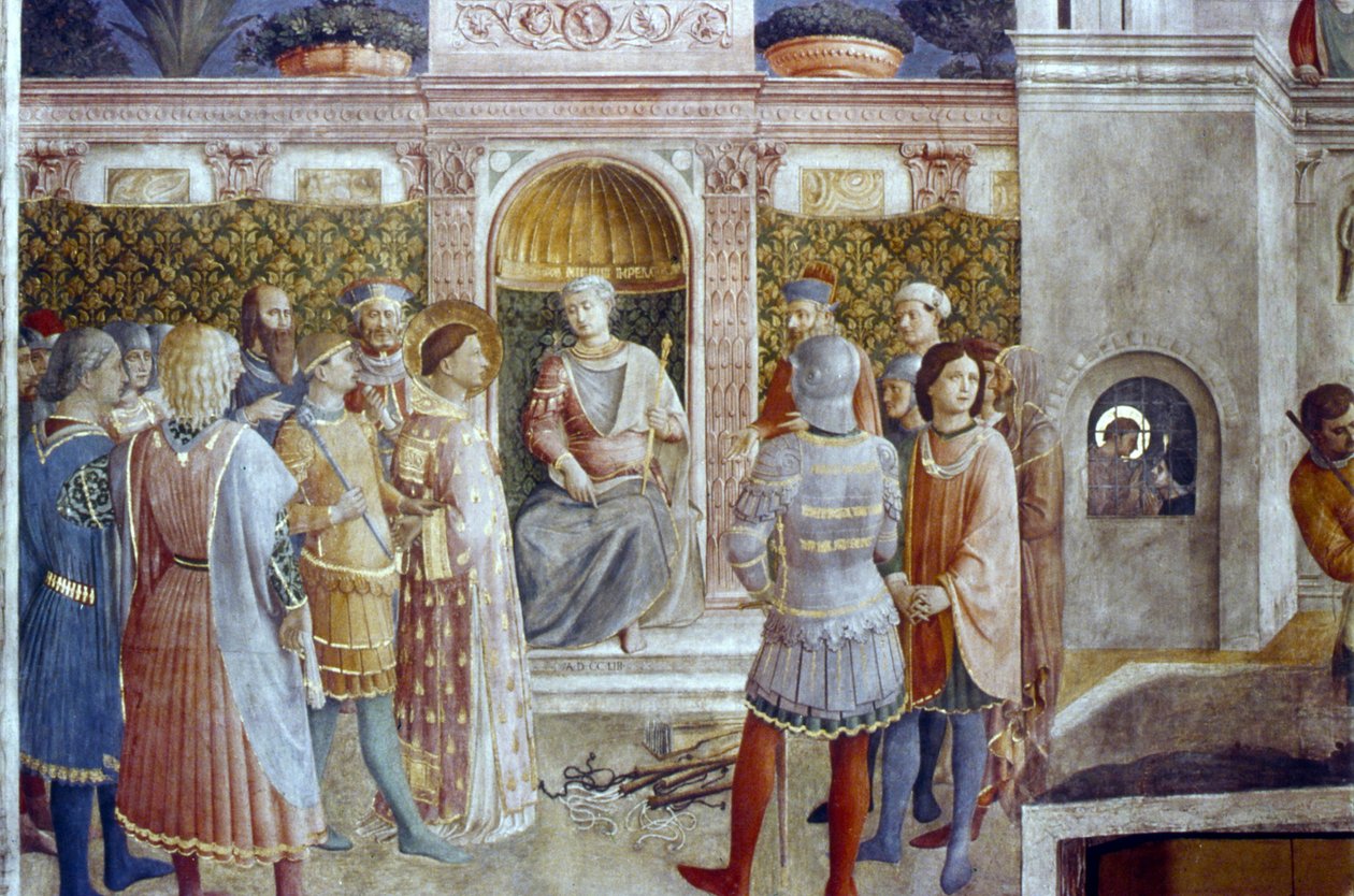 Fördömandet av St Lawrence av kejsar Valeriana av Fra  Angelico