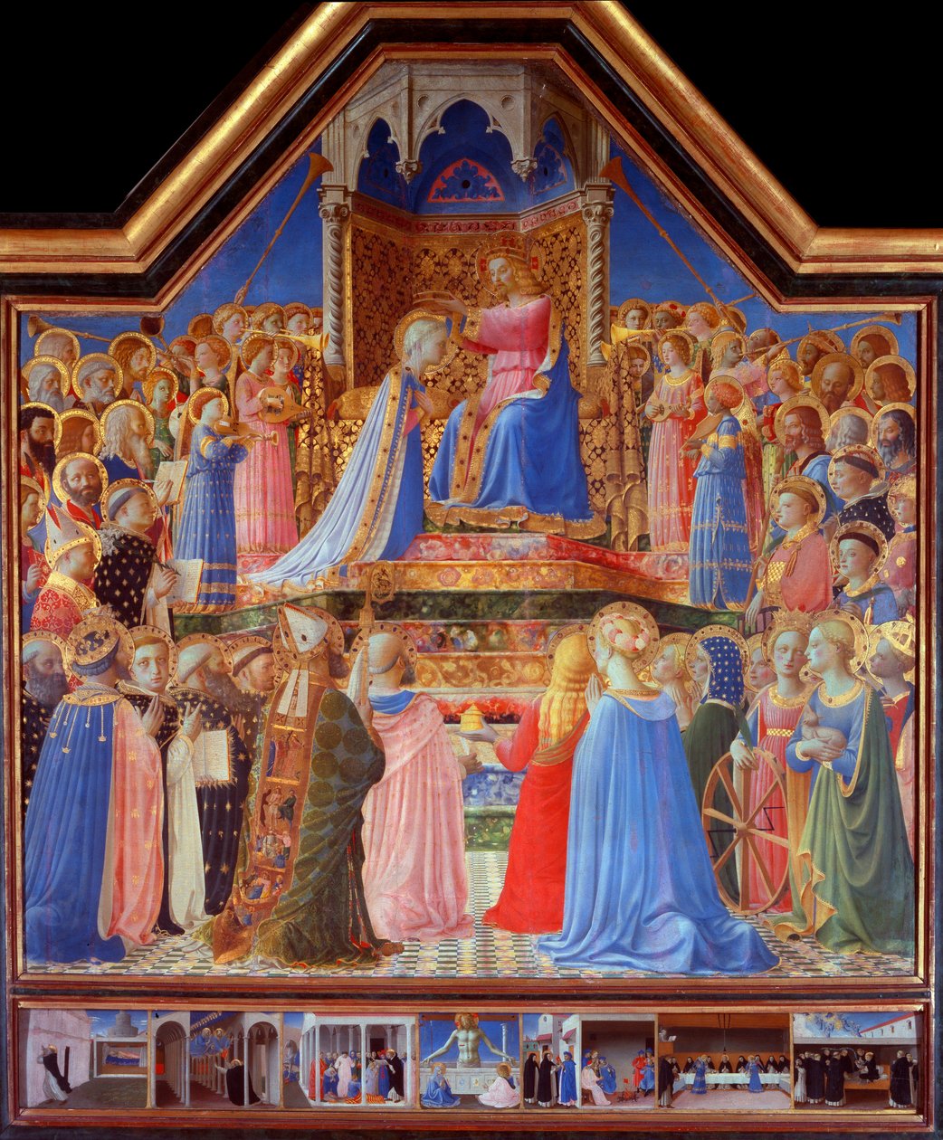 Jungfruns kröning (predella av scener ur Saint Dominicus liv) (målning av Fra  Angelico