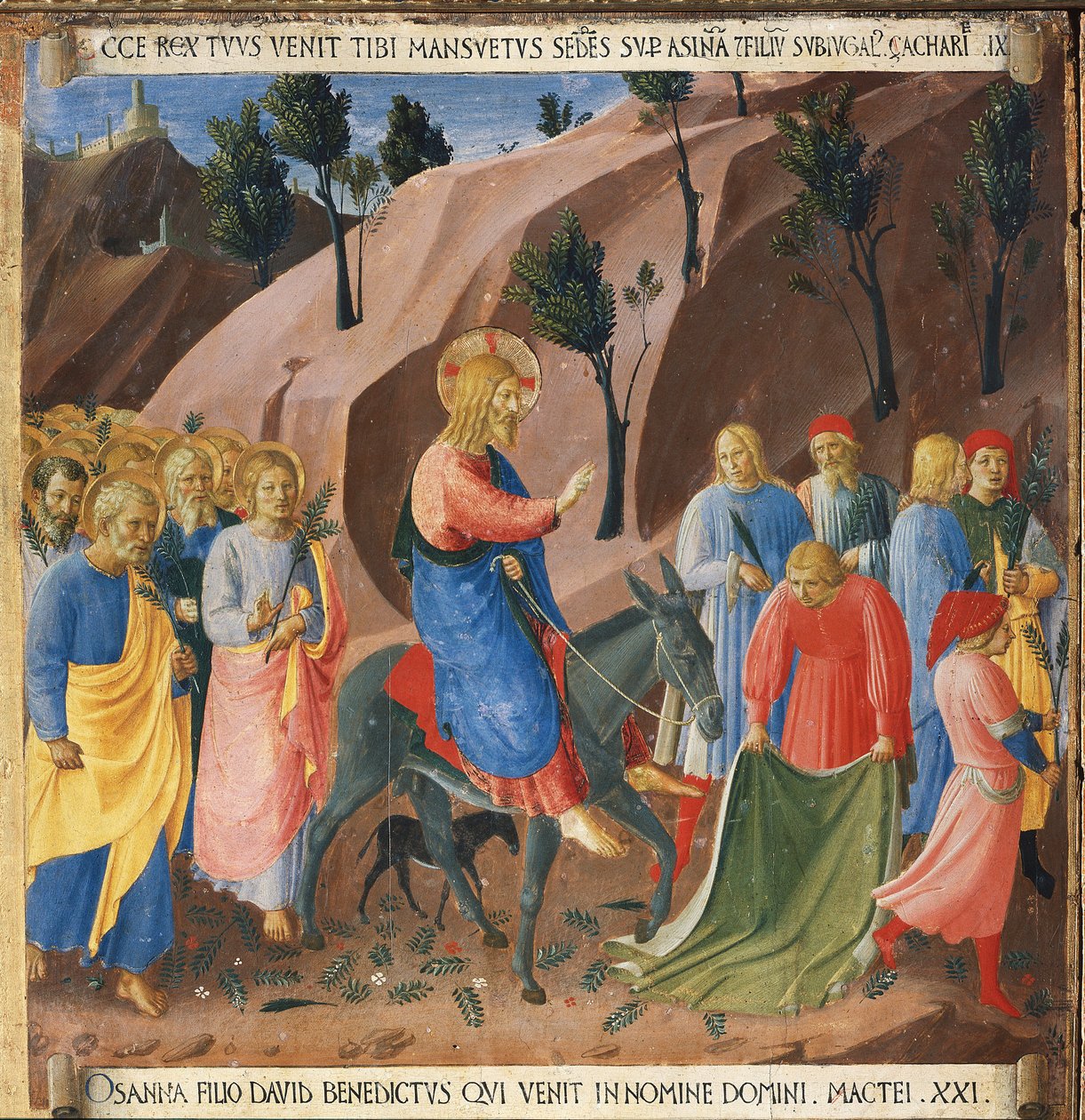Inträdet i Jerusalem. Life of Christ, Garderob av silver. (Tempera på trä av Fra  Angelico