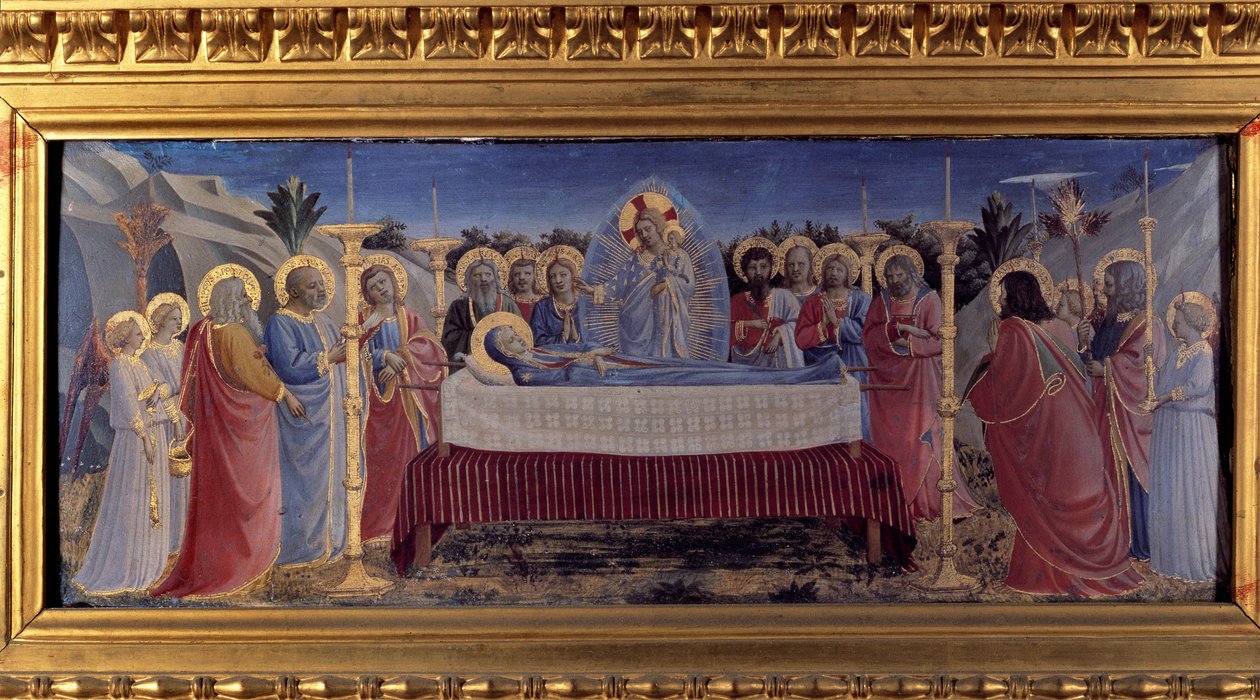 Jungfruns begravning. Predelle (målning på trä) 1435 av Fra  Angelico