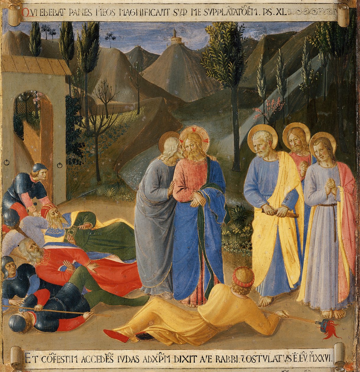 Judas kyss. Kristi liv, Armadio degli Argenti. (Tempera på trä av Fra  Angelico