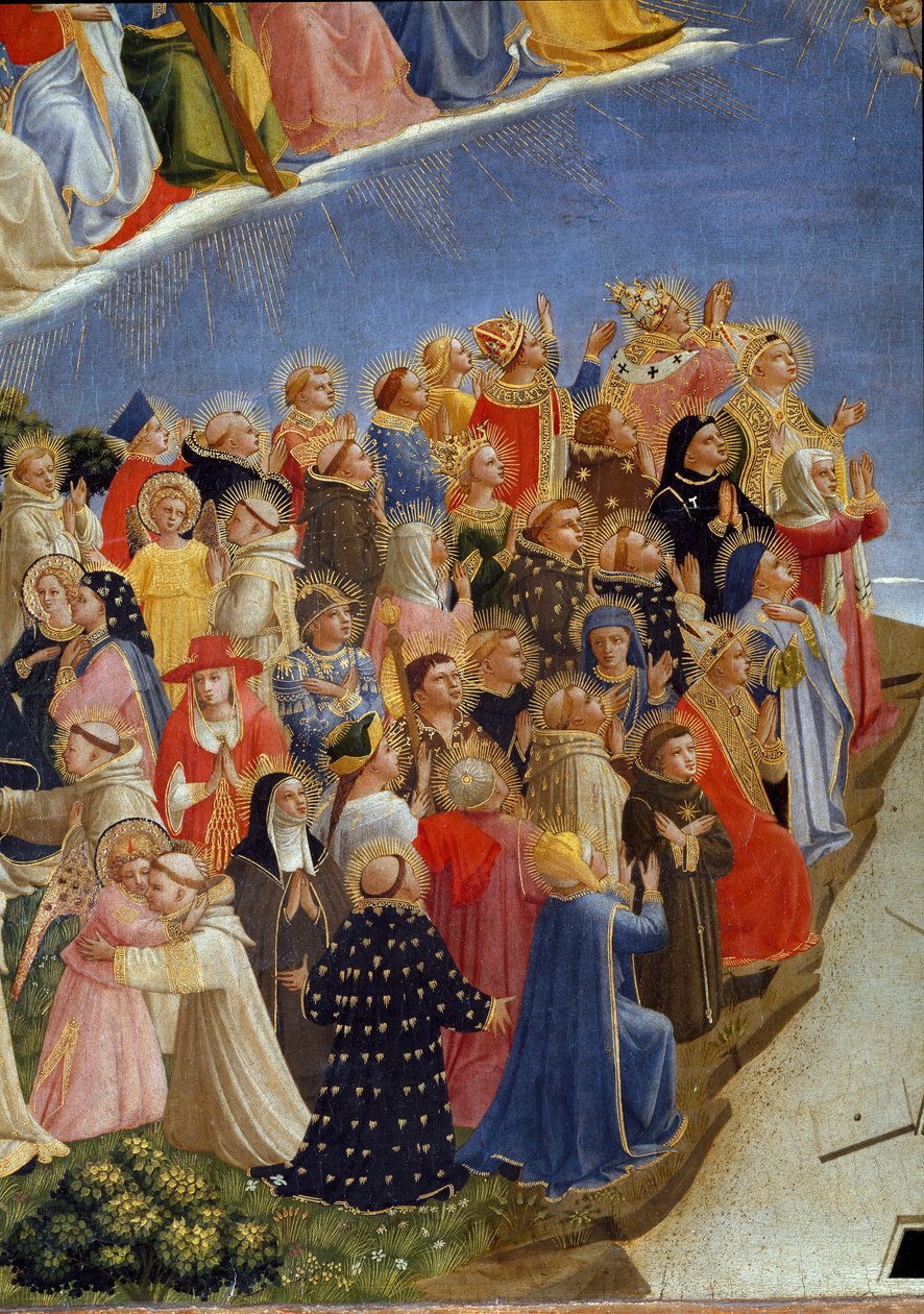 Den sista domen: detalj om de heliga i paradiset. (tempera på trä av Fra  Angelico