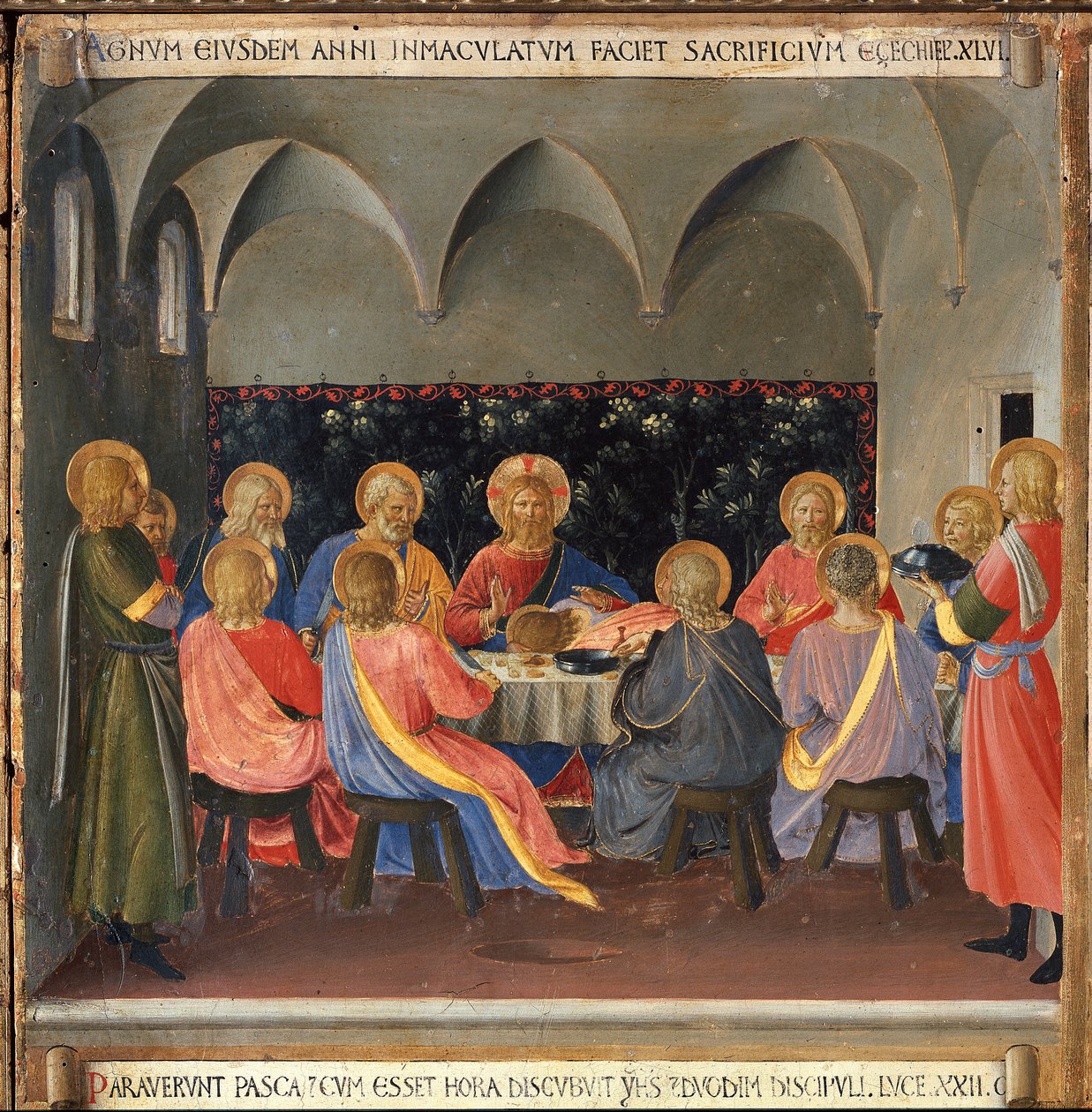 Sista måltiden. Life of Christ, Garderob av silver. (Tempera på trä av Fra  Angelico