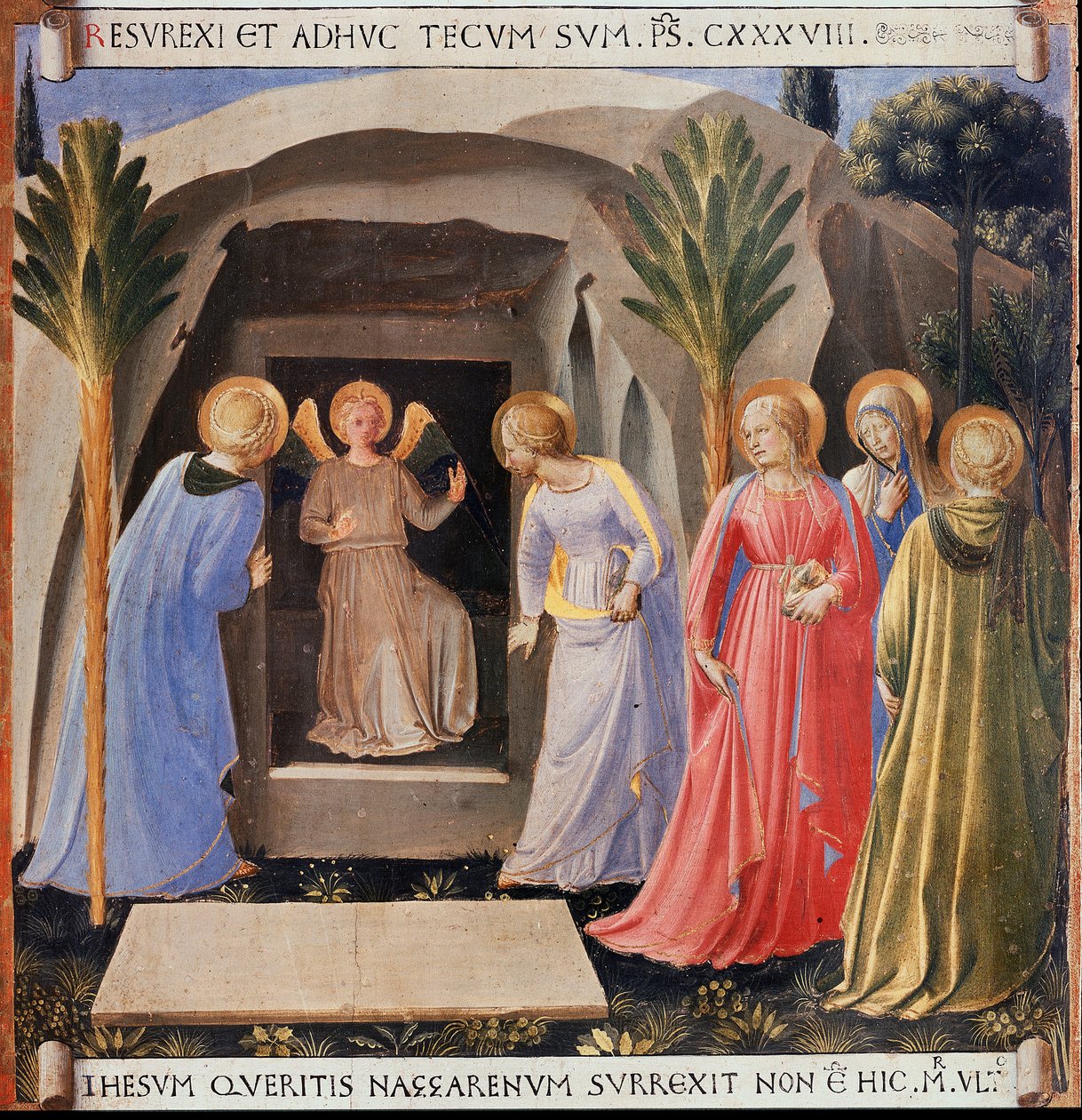 De tre Maria vid graven. Kristi liv, Armadio degli Argenti. (Tempera på trä av Fra  Angelico
