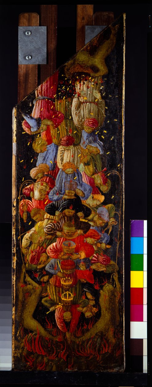 Två paneler från den sista domen som visar uppstigningen till himlen och nedstigningen till helvetet (panel) av Fra (c.1387 1455) Angelico
