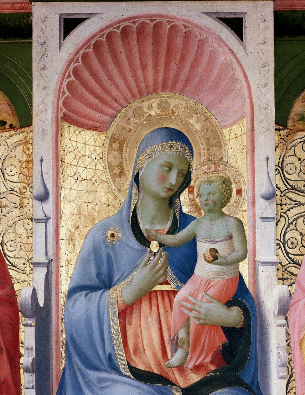 Jungfru med barn. Detalj av Annalena altartavla (trämålning av Fra  Angelico