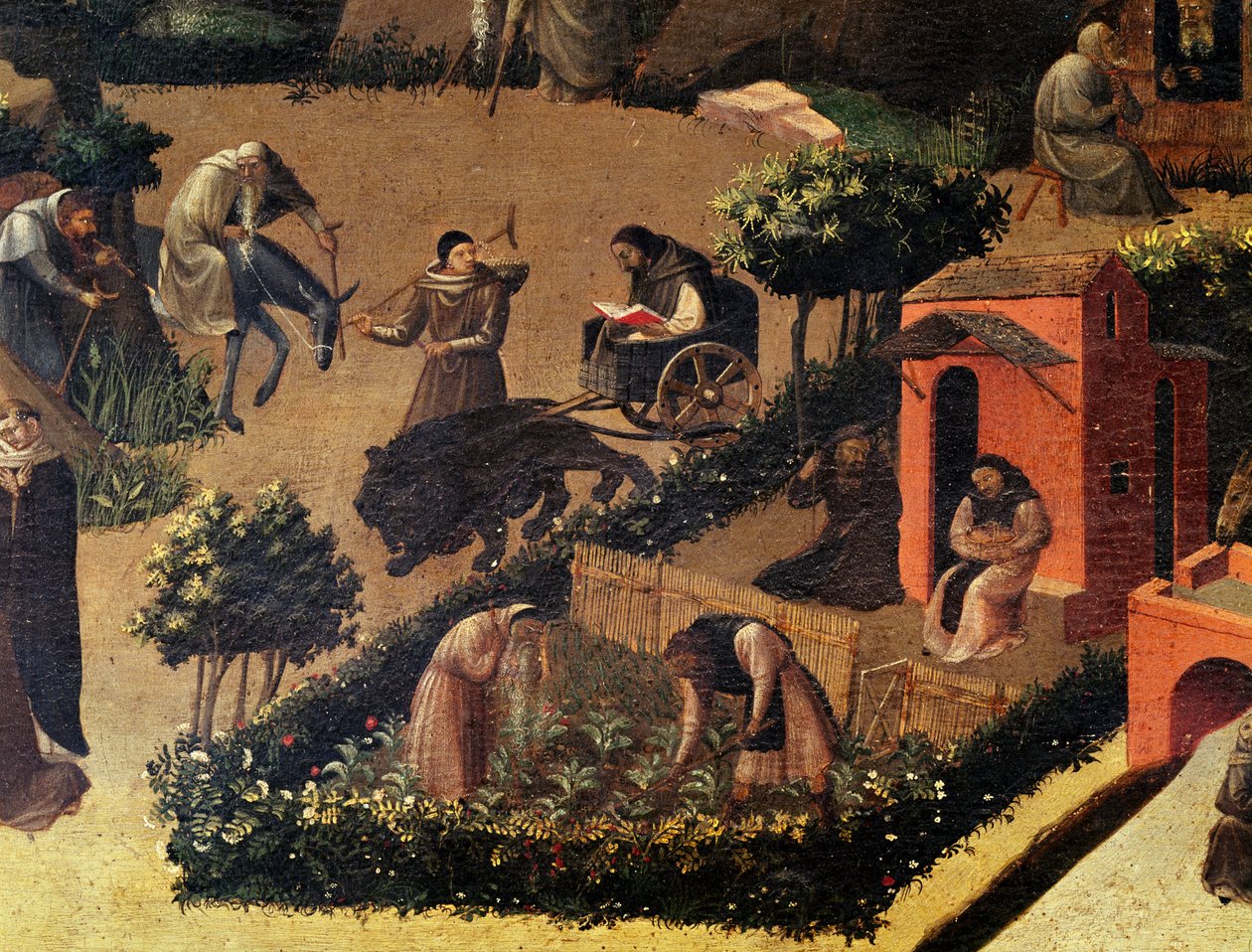 Munkar på jobbet, detalj från La Thebaid av Fra (c.1400 55) Angelico